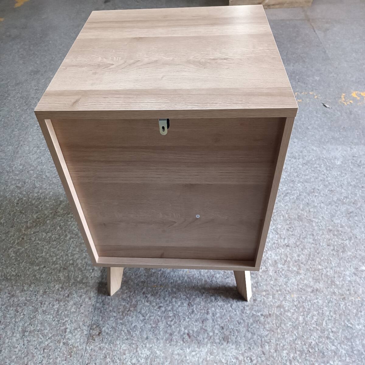 Alt View 1. Loheer - Loheer Oak Bedside Table, Two Drawer Nightstand with Metal Handles for Bedroom Storage - Oak.