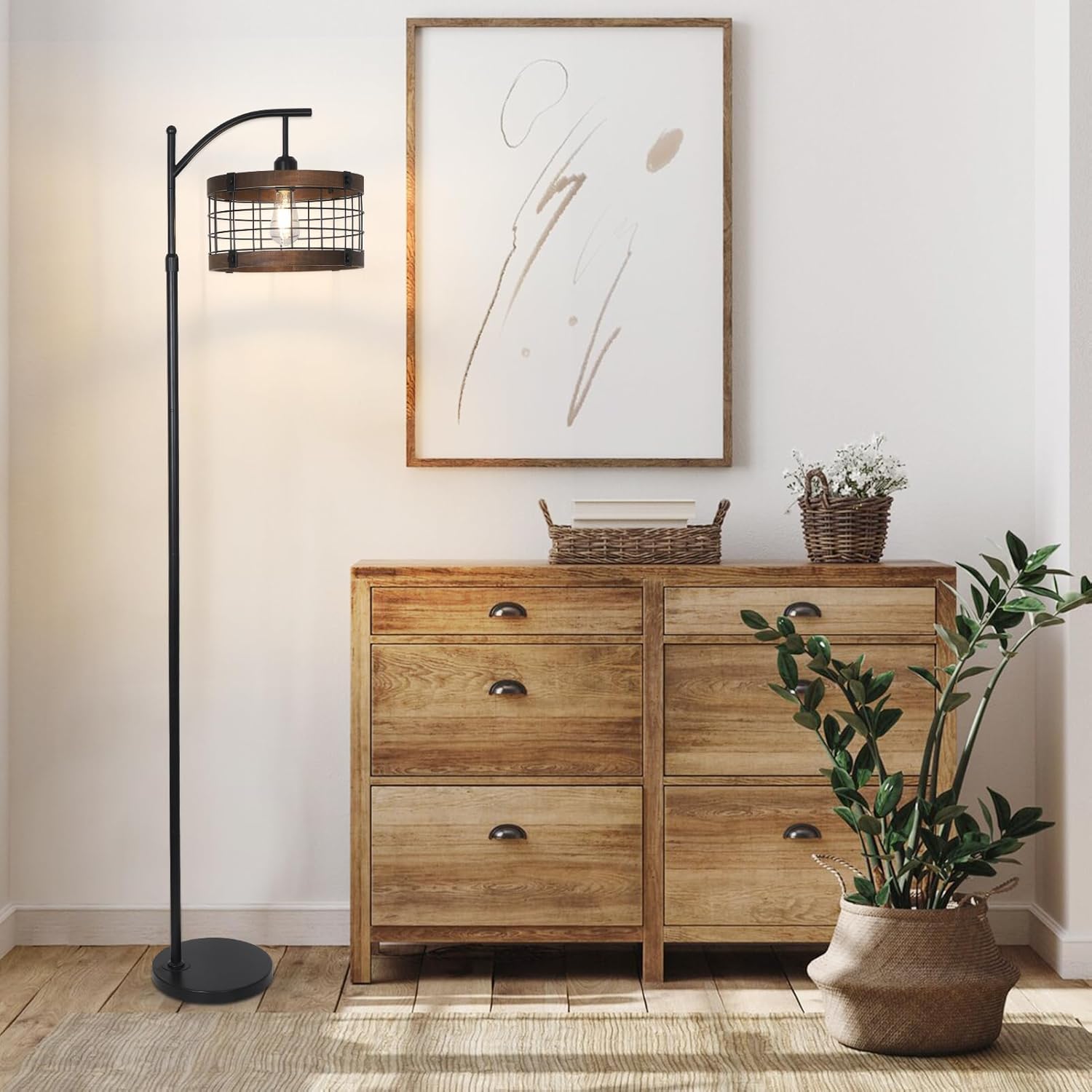Alt View 3. Z-Edge - Arc Floor Lamp with Remote and Dimmable LED Bulb for Living Room Bedroom Office - Black.