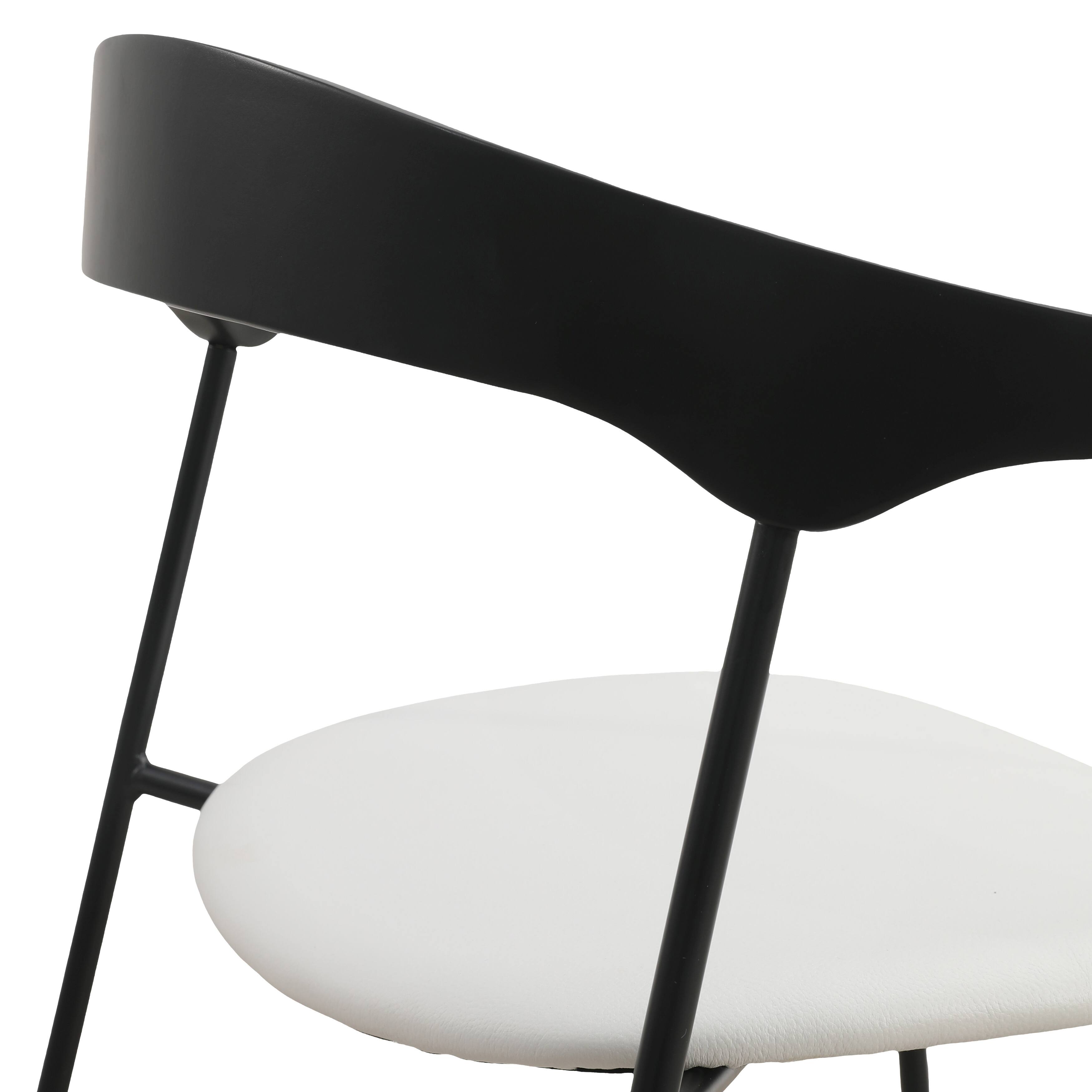 Alt View 4. LeisureMod - Lyra 2-PCS Modern Fabric & Beech Wood Dining Chair with Iron Legs - Black/White.