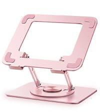 Alt View 2. HongFei - Adjustable Laptop Stand for Desk, Computer Stand Riser with 360° Rotation Base, Foldable, Fits 10-15.6” Laptops - Pink.