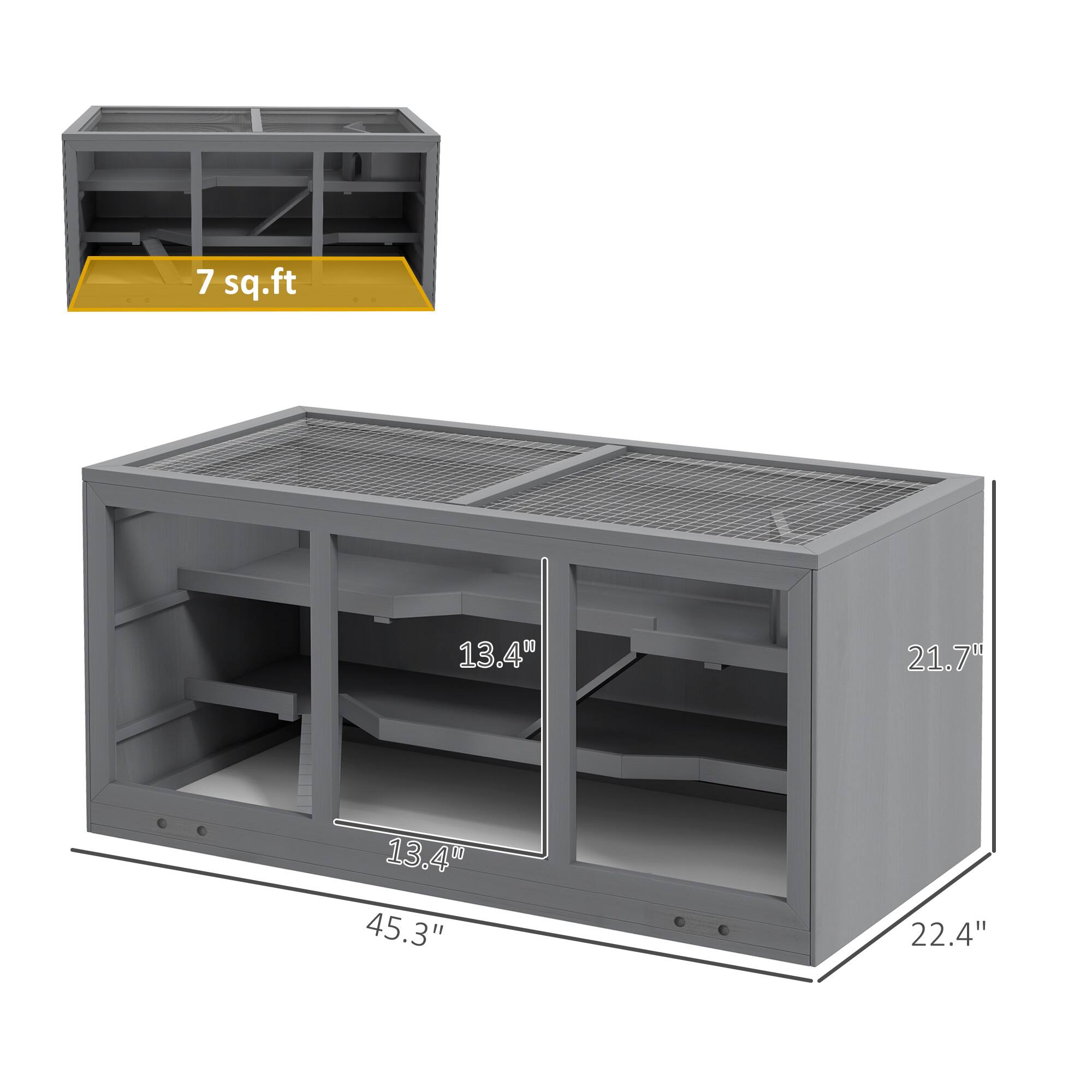 7 sq.ft  
13.4"  
21.7"  
13.4"  
45.3"  
22.4"