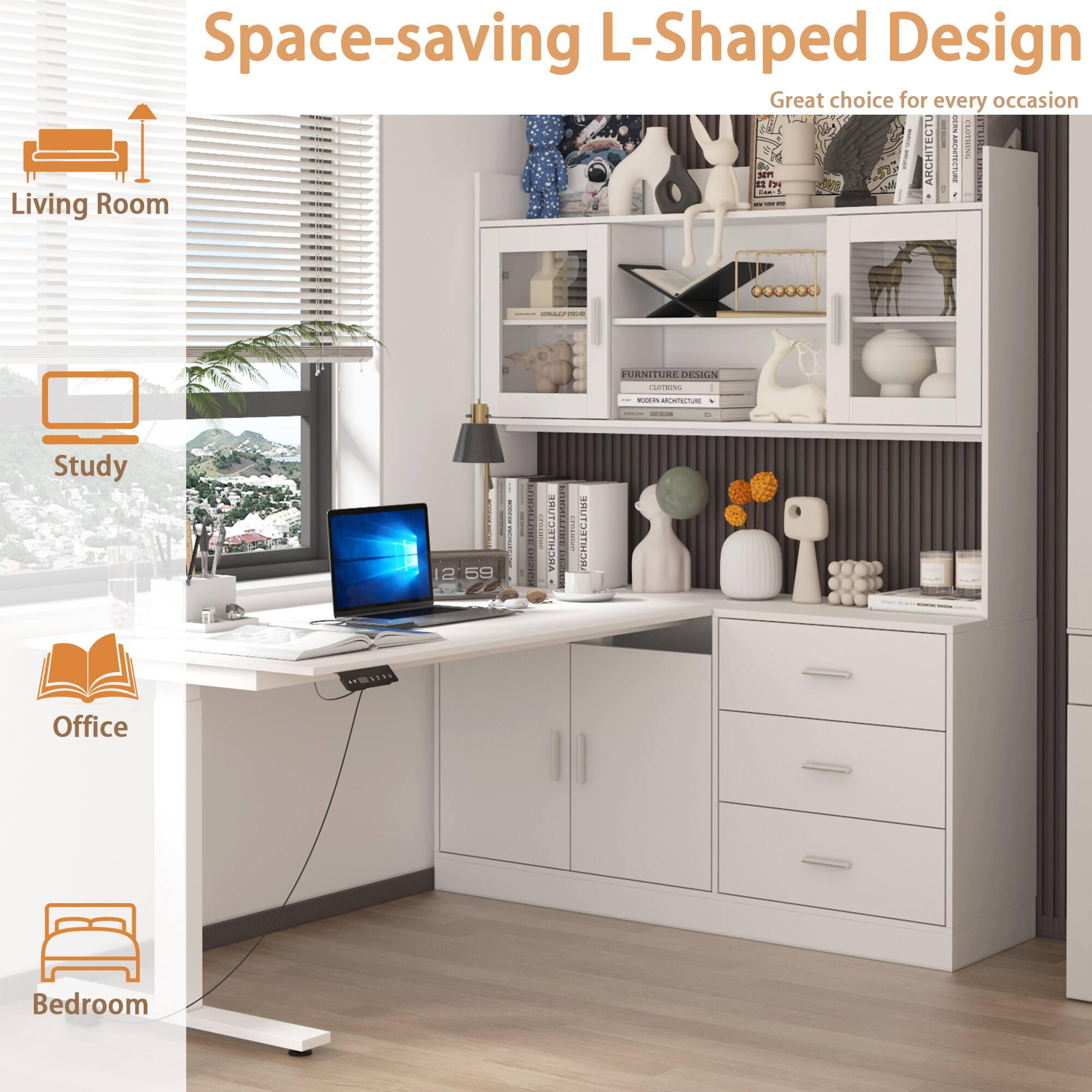 Space-saving L-Shaped Design  
Great choice for every occasion  

Room - Living  
Study  
Office  
Bedroom