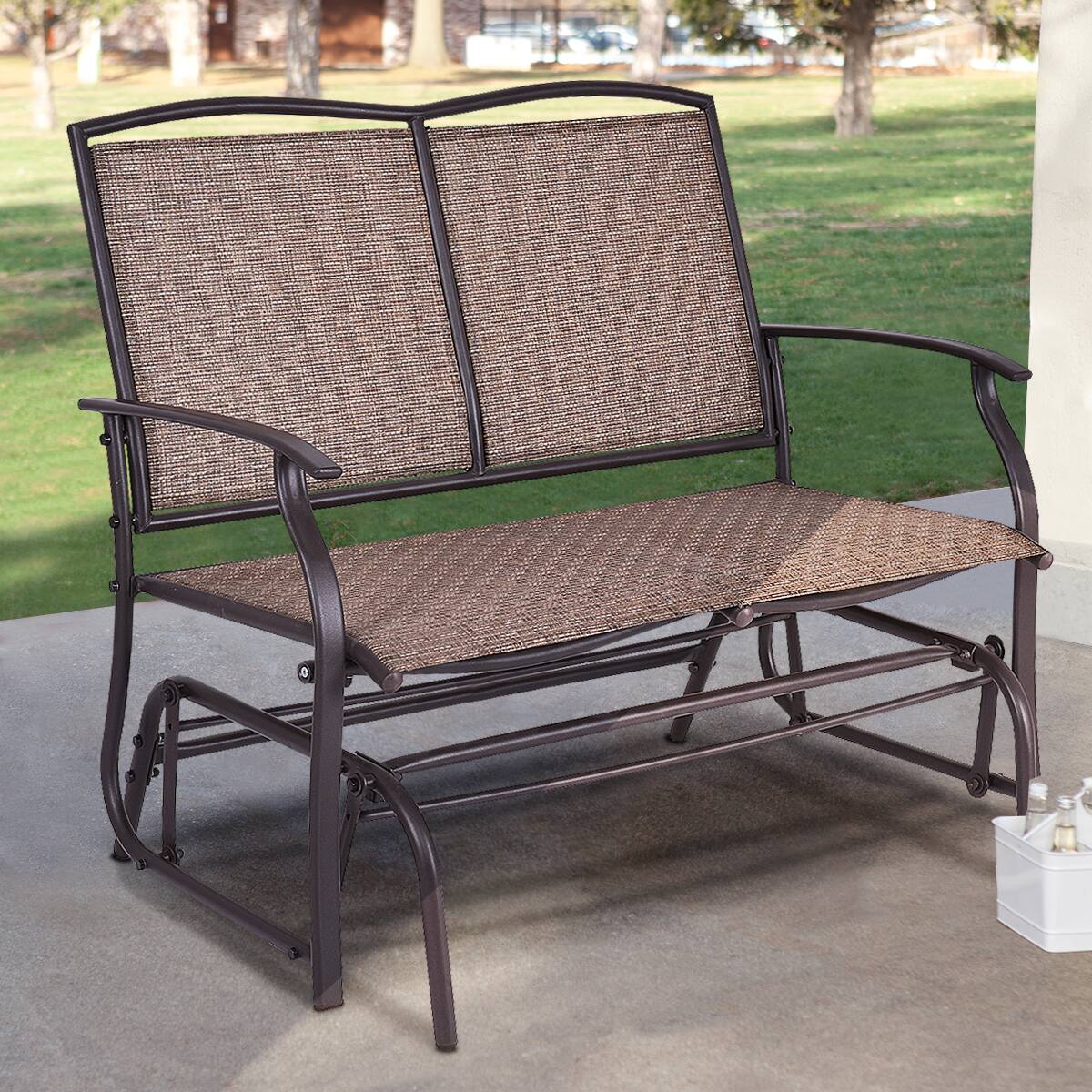 Alt View 1. Costway - Costway Patio Glider Outdoor Rocking Bench Double 2 Person Chair Loveseat Armchair Backyard - Brown.