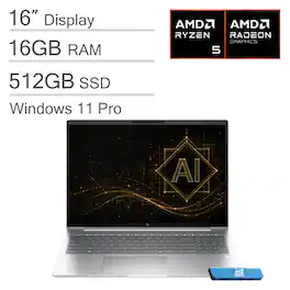 HP - Upgraded - Probook 4 G1a 16" FHD+ Laptop - AMD Ryzen 5 230 2025 - 16GB Memory - 512GB SSD - Backlit - Windows 11 Pro - Pike Silver