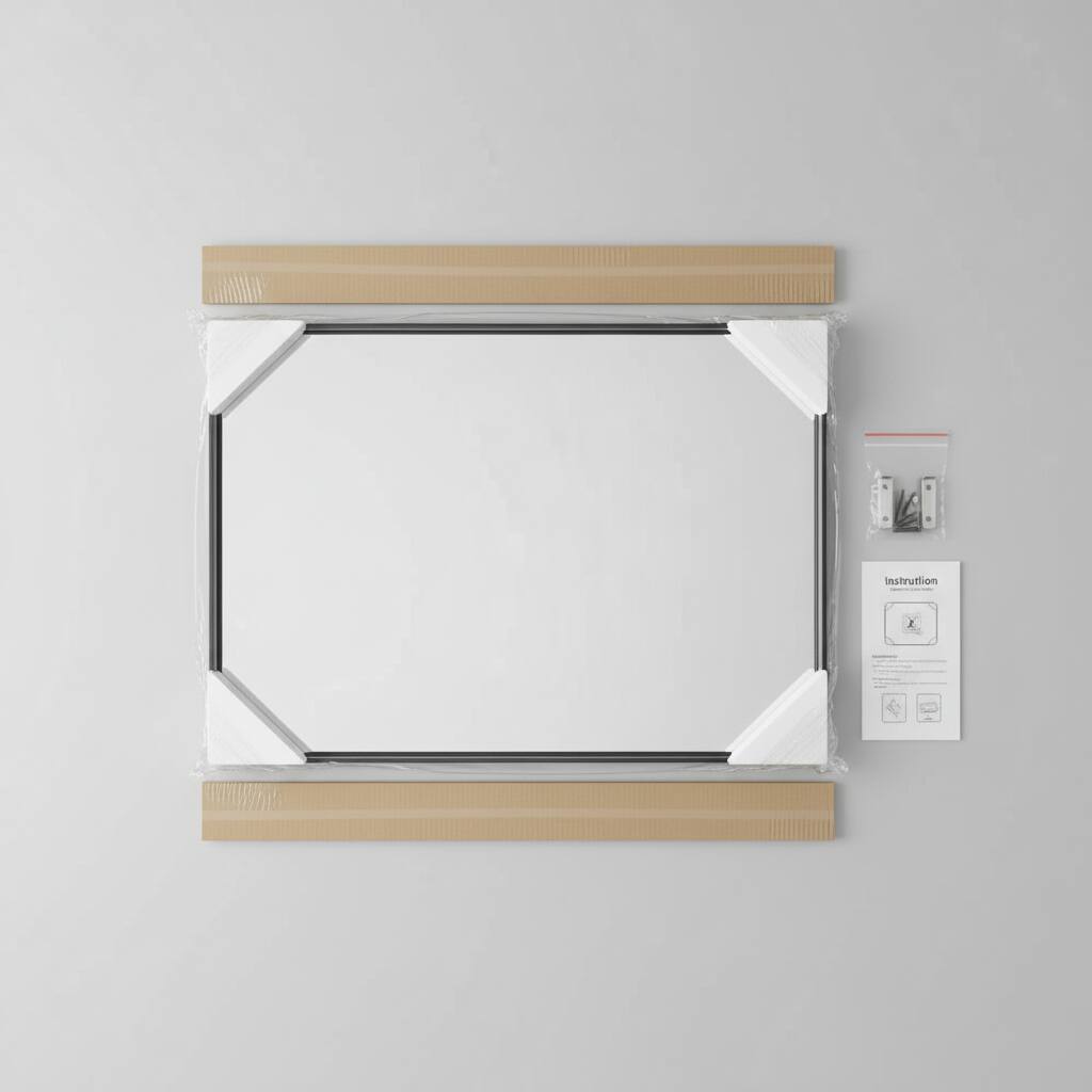 Back. AOITUN - Black Metal Framed Bathroom Vanity Mirrors - Modern Decor for Daily Use.