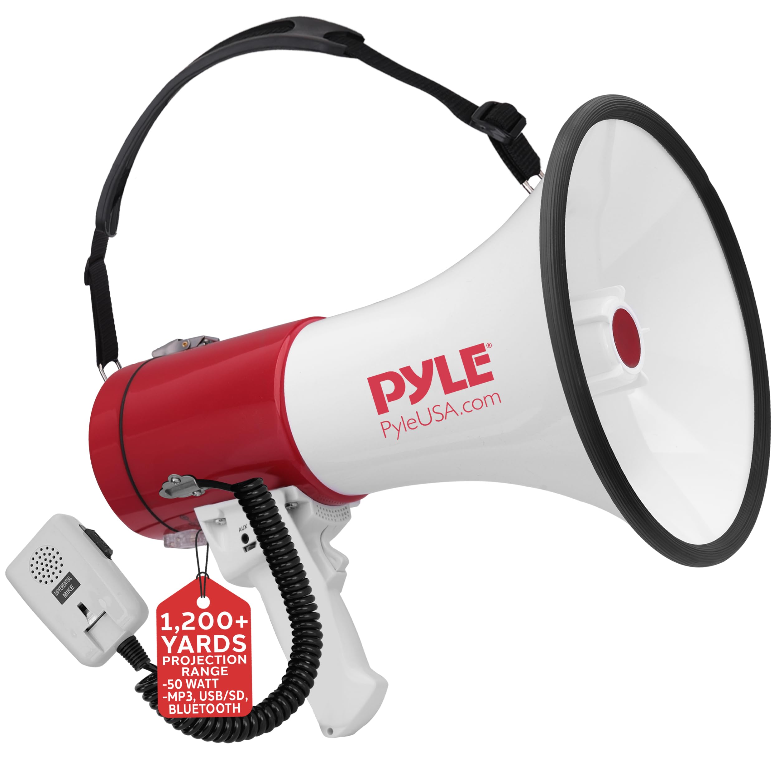 PYLE PyleUSA.com, 1,200+ YARDS PROJECTION RANGE -50 WATT -MP3, USB/SD, BLUETOOTH