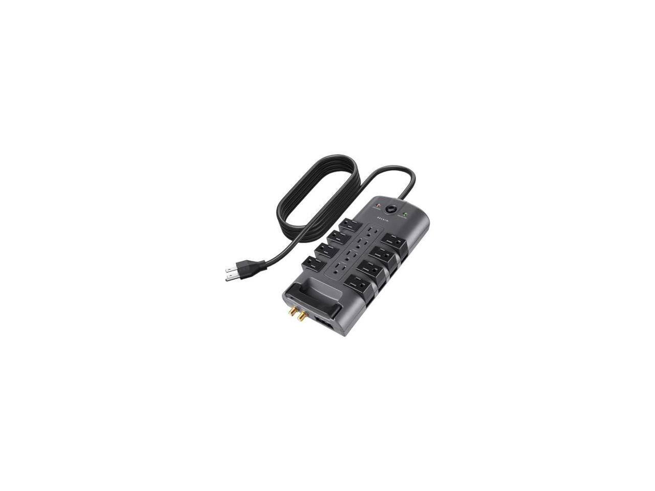 Alt View 1. Belkin - Belkin Surge Protector Power Strip - 8 Rotating, 4 Outlets, 8ft Cord, 4320 Joules, 5 Pack - Black.