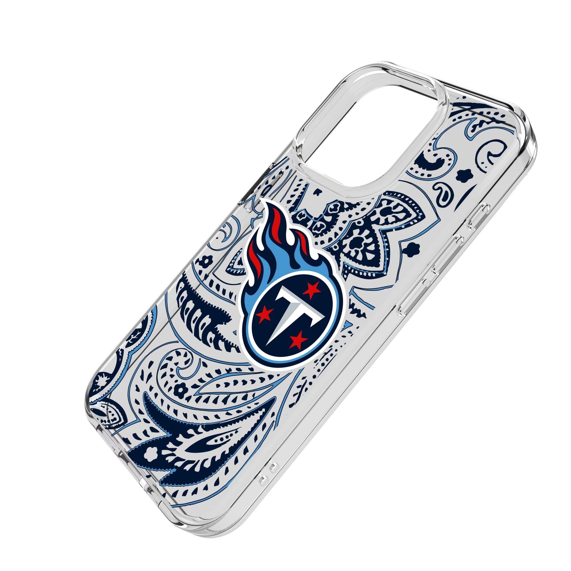 Alt View 1. Keyscaper - Tennessee Titans iPhone Clear Paisley Design Case - 16e - Multicolor.