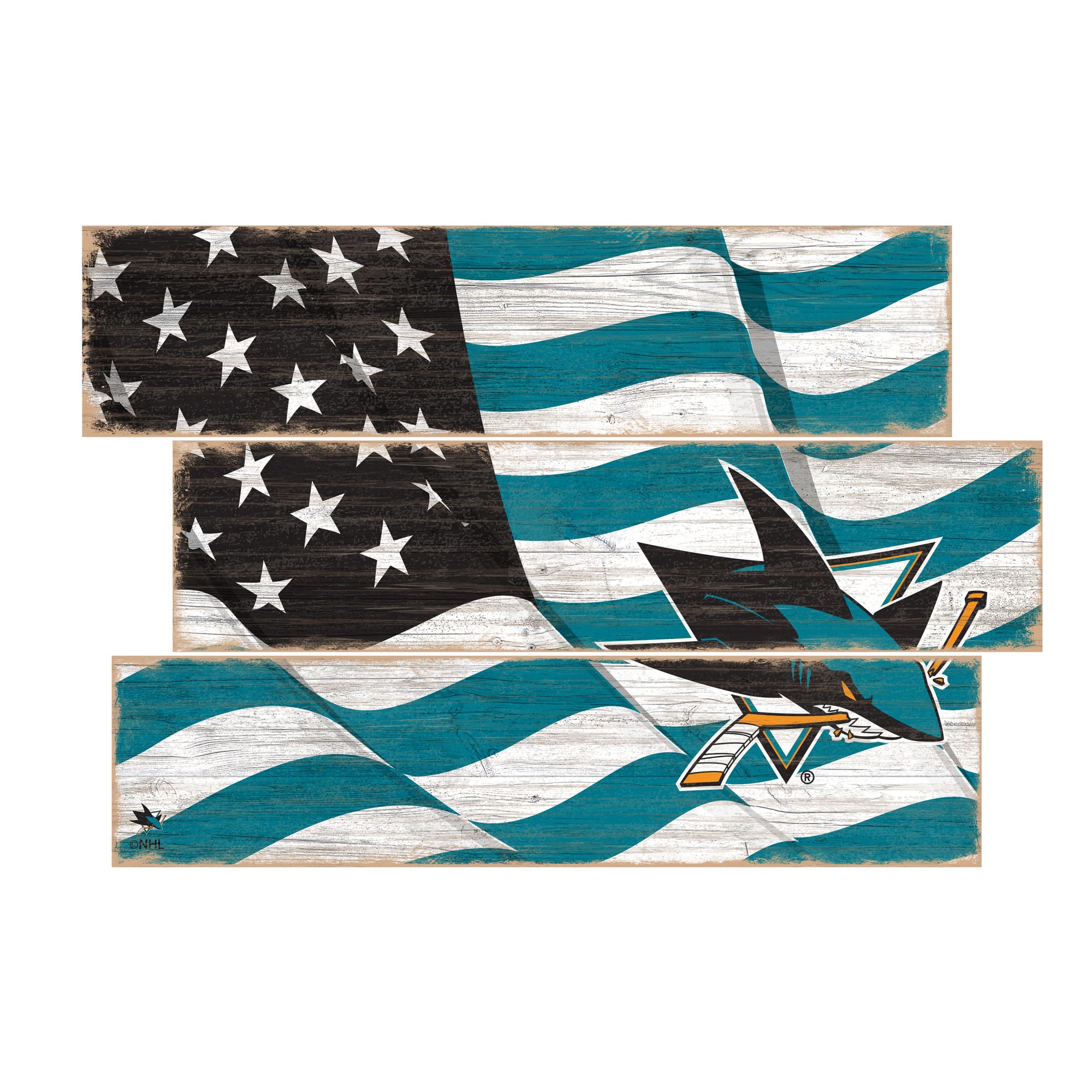 Fan Creations - San Jose Sharks 3-Plank Team Flag - Multicolor