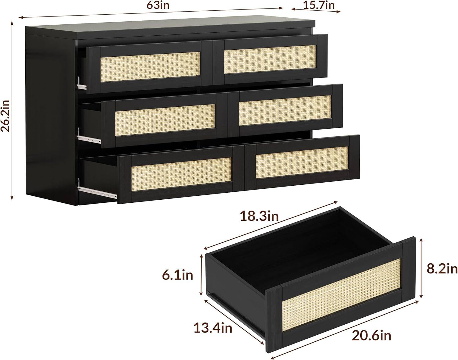 63in x 15.7in x 26.2in  
18.3in x 6.1in x 13.4in x 8.2in x 20.6in