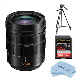 Bundle - Panasonic - LUMIX G DG Vario-Elmarit 12-60mm f/2.8-4 Lens, w/Tripod,32GB Card