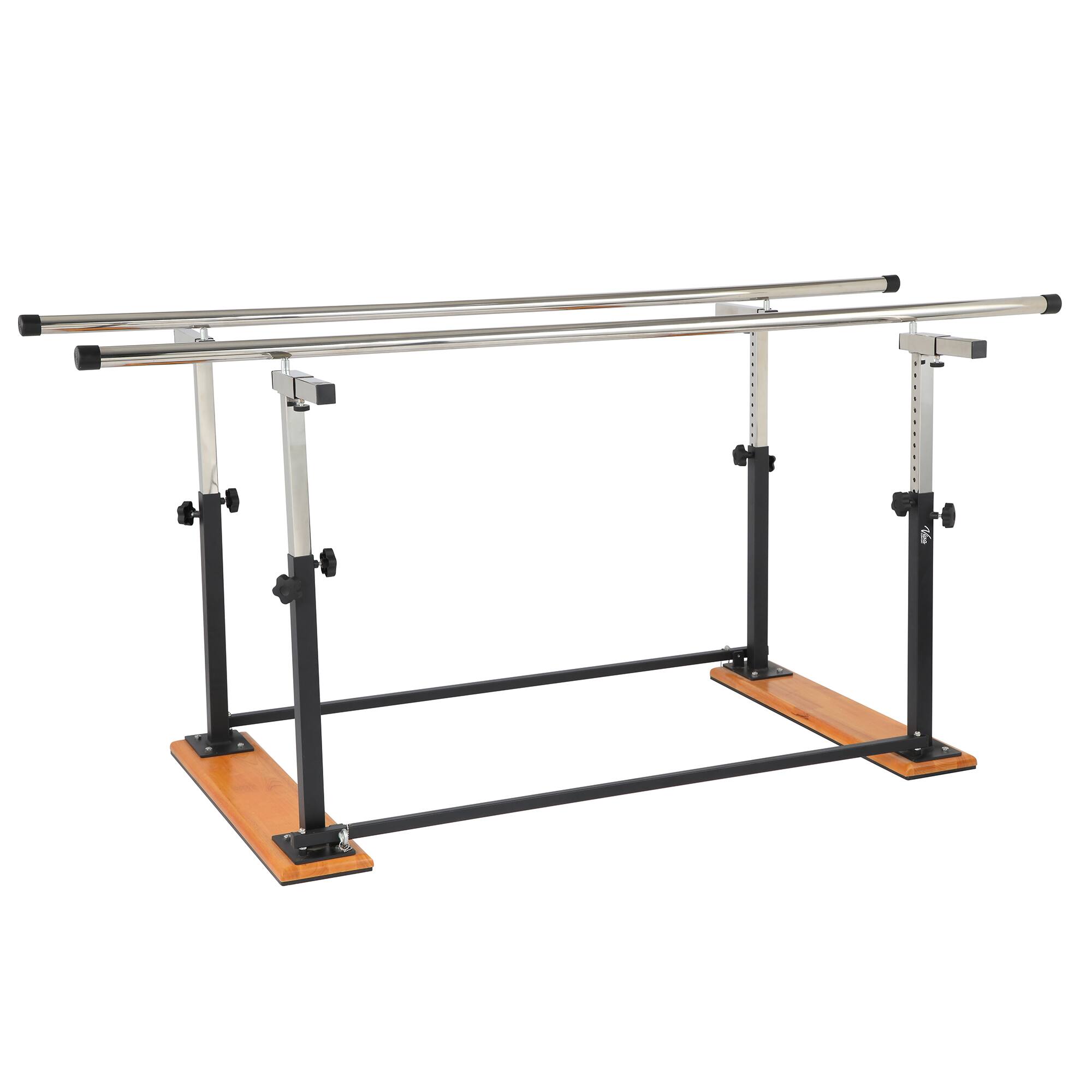Angle. Viva Comfort - 350 lbs. Capacity 7 ft. Heavy-Duty Steel Foldable Parallel Bars for Physical Therapy - Matte Black.