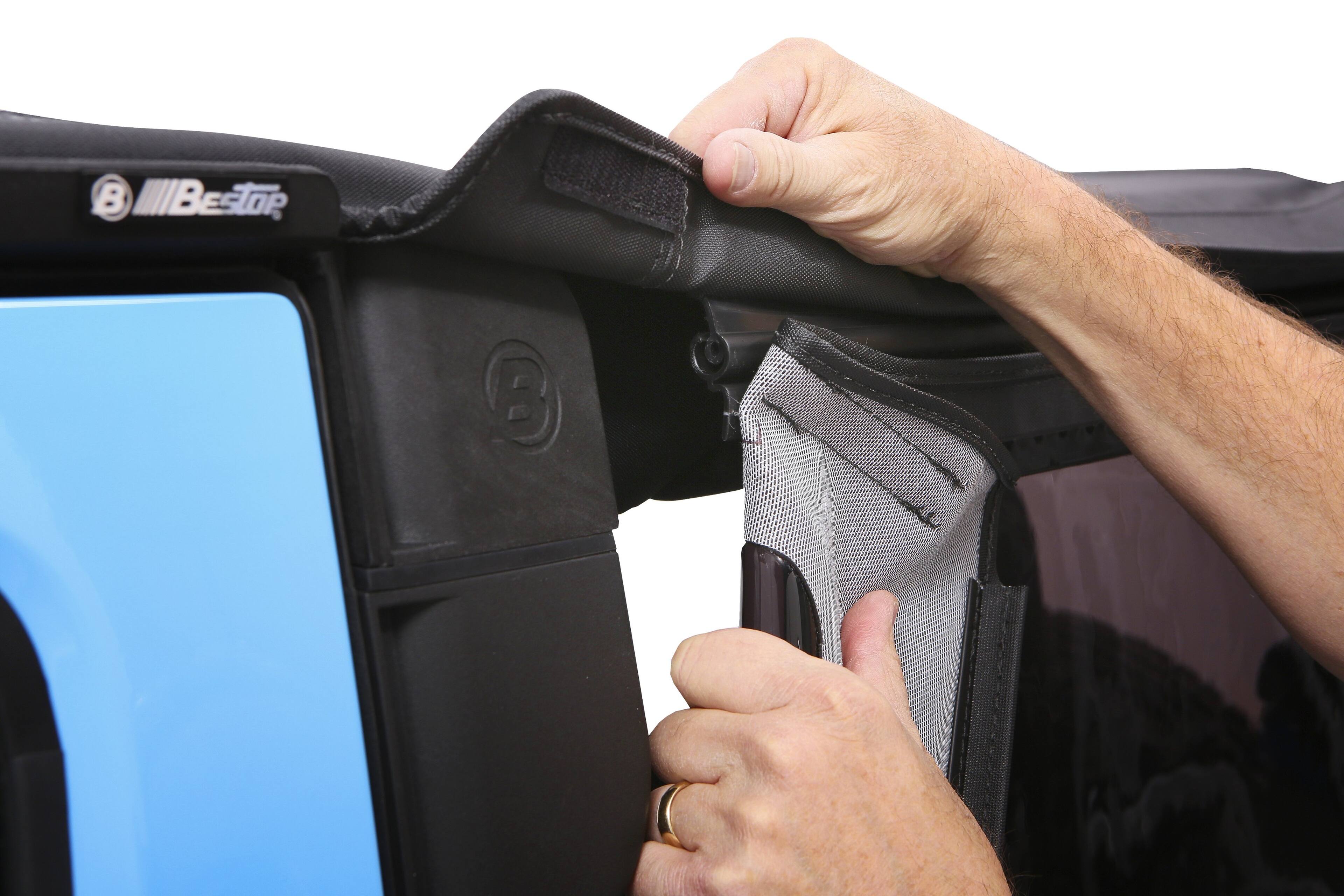 Alt View 10. Bestop - Trektop - Jeep '07-18 Wrangler JK 2-Door (Premium Blk Twill) - Black.