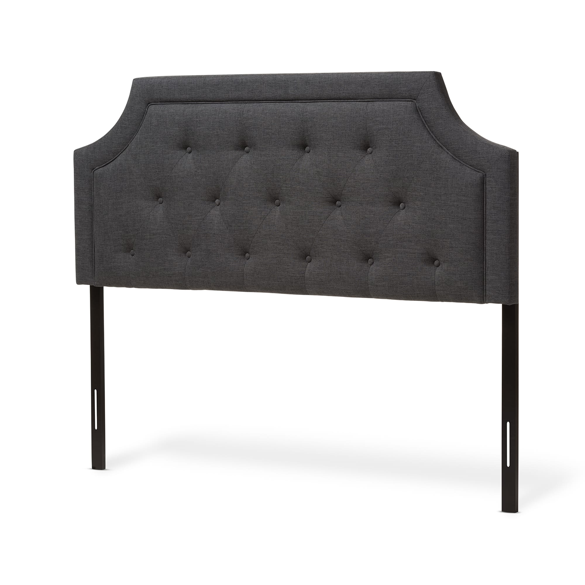 Front. Baxton Studio - Mars Modern and Contemporary Fabric Full Size Headboard - Dark Grey.