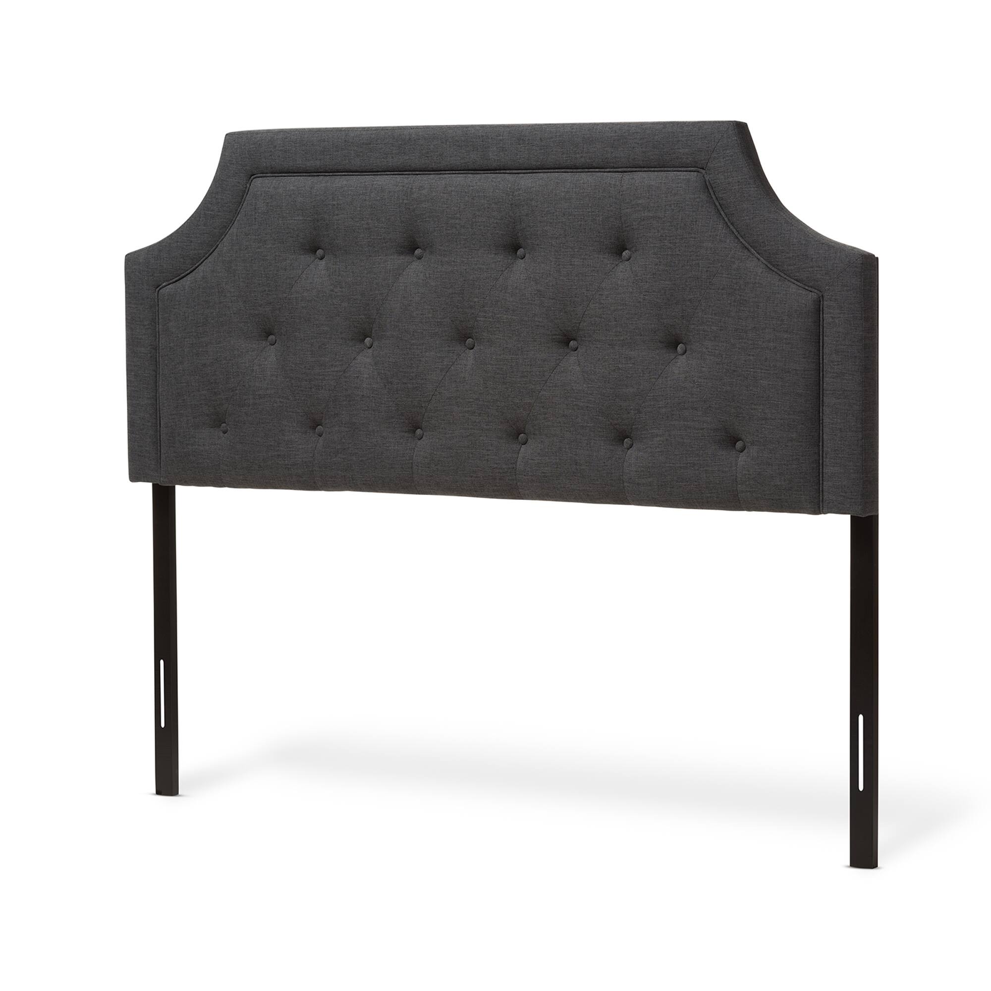 Front. Baxton Studio - Mars Modern and Contemporary Fabric Full Size Headboard - Dark Grey.