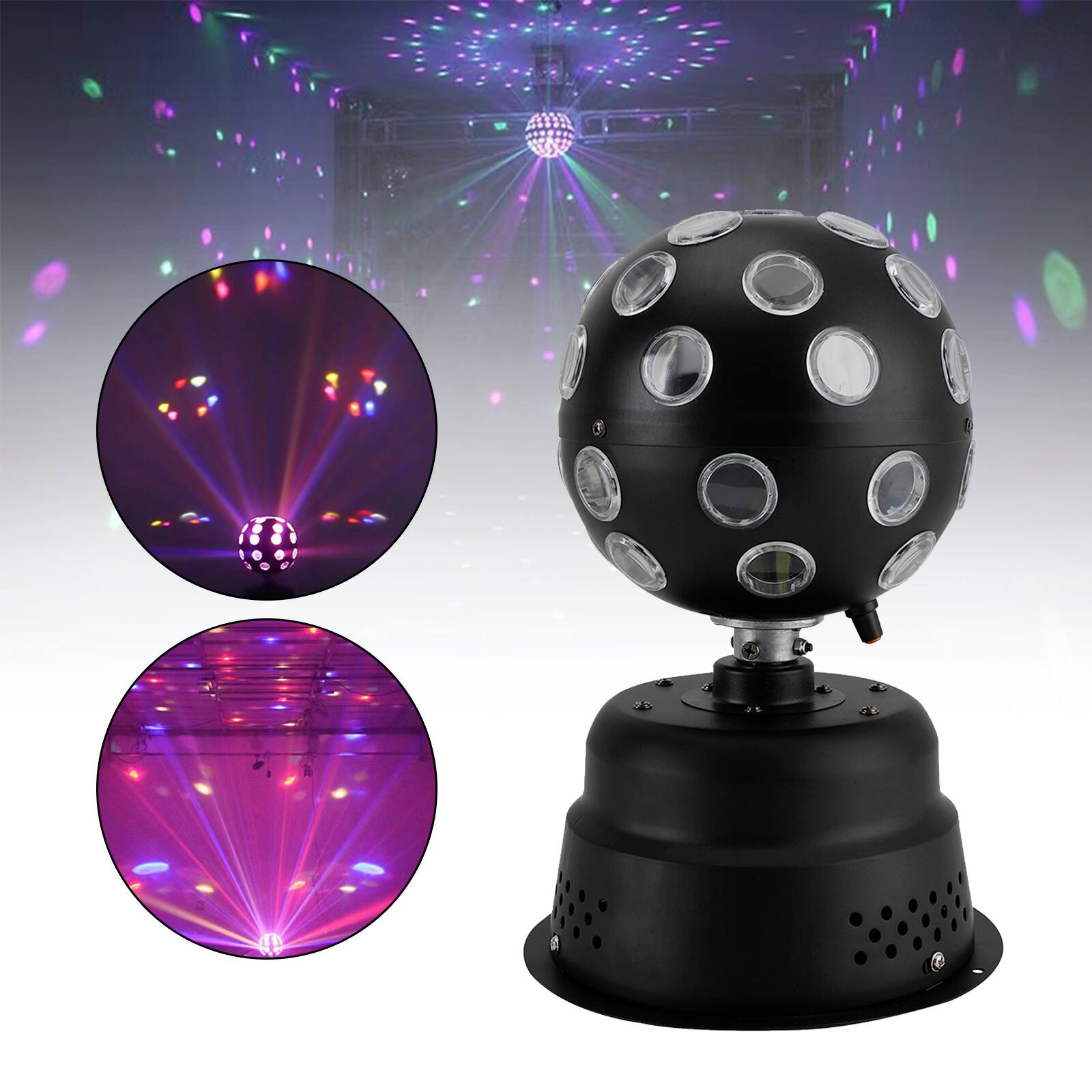 Back. Topteng - 30W Sound Activated DJ Strobe Light - RGB LED Party Bulb with Remote, 9-LED Rotating Effects for Stage, Home Dance Floor.