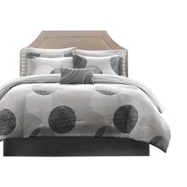 Gracie Mills - Timothy 7-Piece Contemporary Geometric Comforter Set with Bed Sheets - Gray