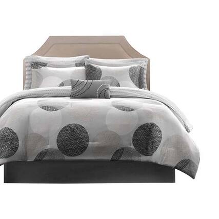 Front. Gracie Mills - Gracie Mills Timothy 7-Piece Contemporary Geometric Comforter Set with Bed Sheets - Grey.