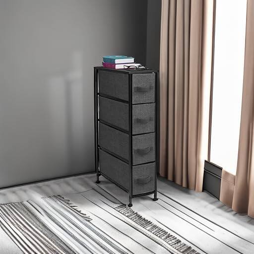 Alt View 7. Sorbus - Sorbus Narrow Dresser with 4 Drawers, Vertical Slim Storage Chest of Drawers with Steel Frame - Black.