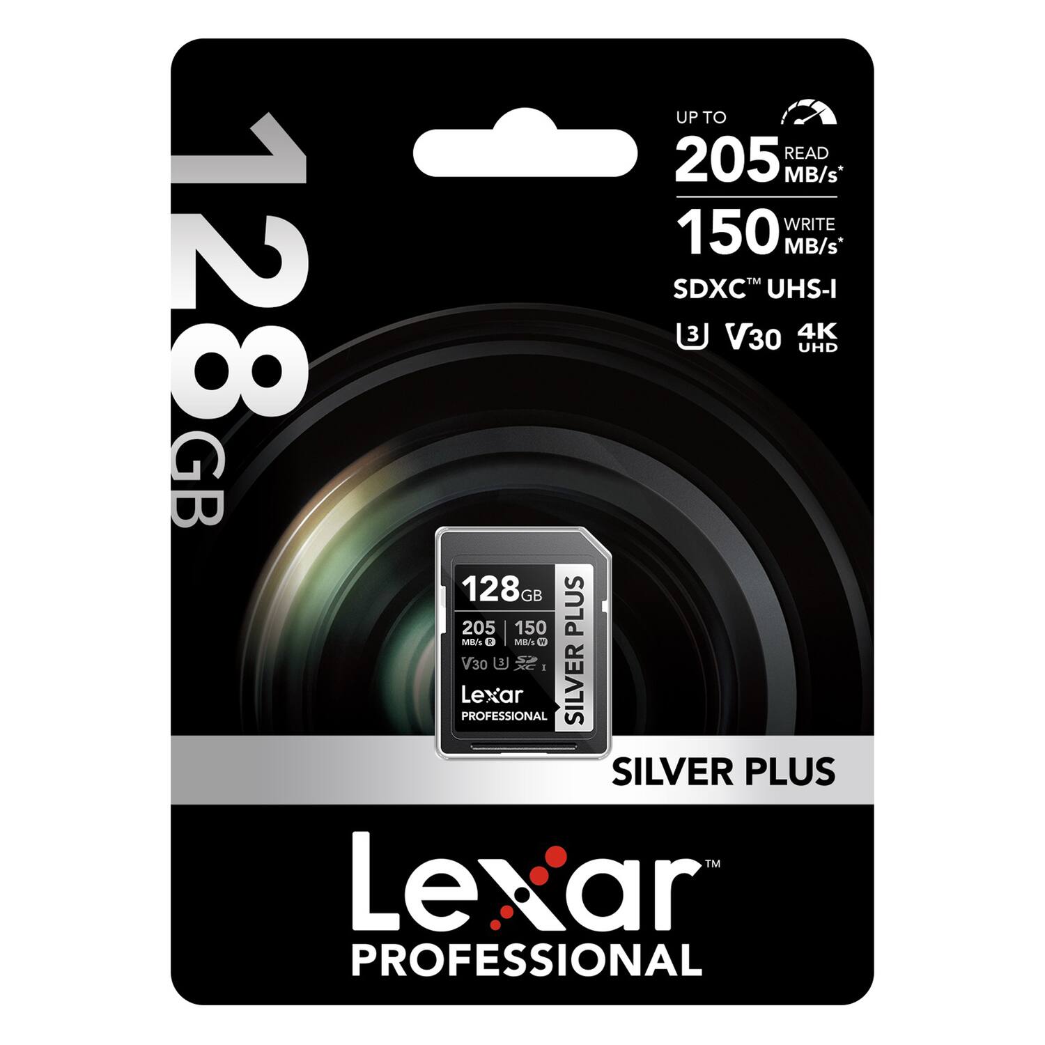 UP TO 205 READ MB/s WRITE 150 MB/s* 128 SDXC 3 V30 TM UHS-I 4K UHD GB 128GB GB 205 150 PLUS MB U MB O V30 U 1 Lexar PROFESSIONAL SILVER SILVER PLUS TM Lexar PROFESSIONAL
