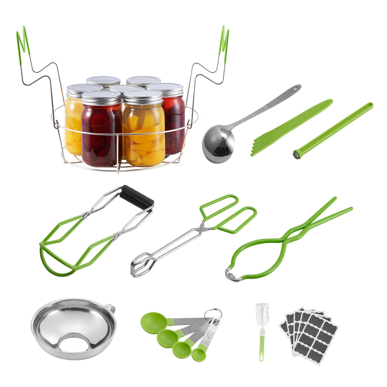 Alt View 5. VEVOR - Canning Supplies Starter Kit, 9 Pieces Stainless Steel Water Bath Canning Kit for Beginners, Canning Tools Set: Rack - Green.