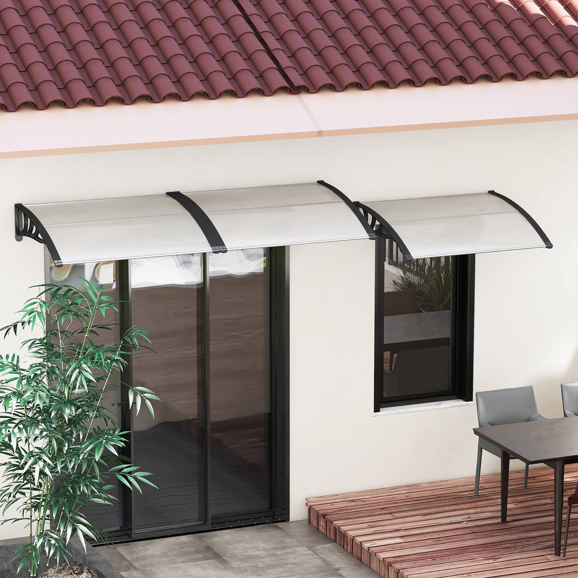 Alt View 3. Gymax - Gymax 2PCS 48'' x 40'' Window Awning Door Canopy Exterior Awning Canopy Patio Black - Black.