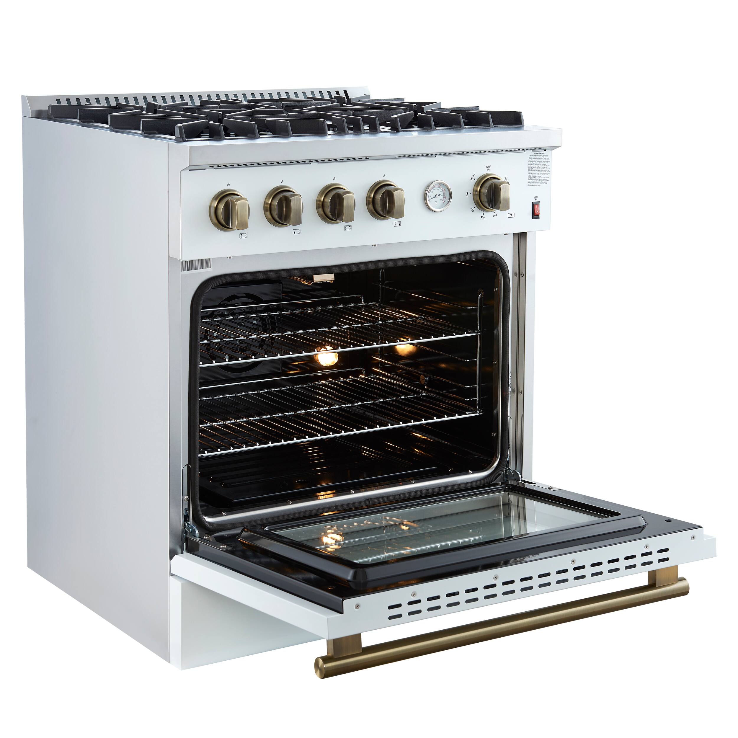 Alt View 3. Forno Appliances - Marco 4.32 Cu. Ft. Freestanding Gas Convection Range with Dual Ring Burner - White.