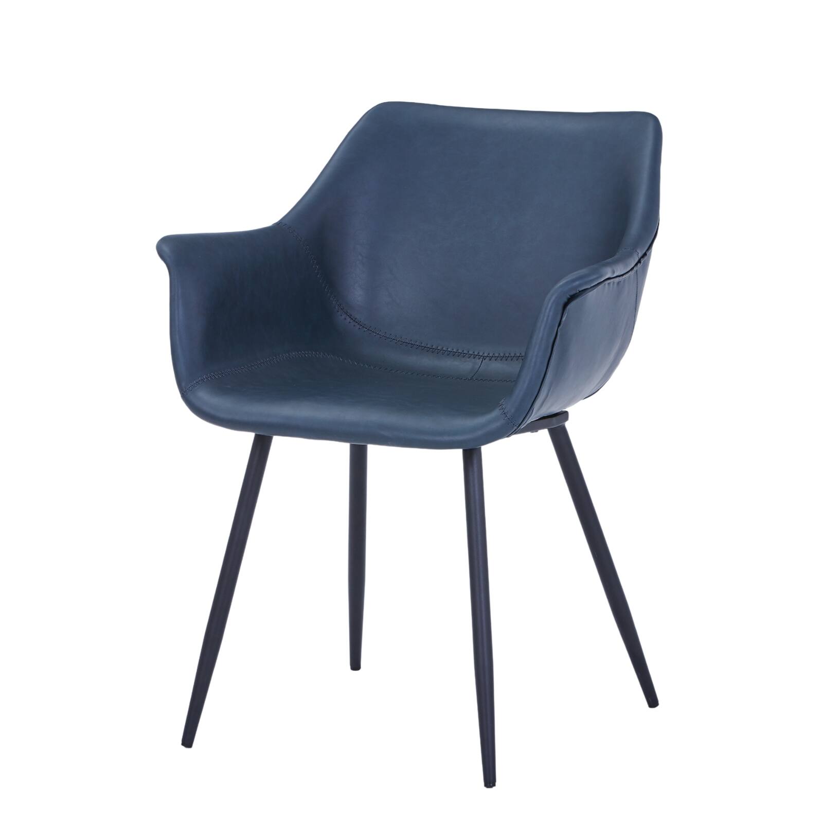 Alt View 7. LeisureMod - Markley 2-PCS Modern Leather Accent Dining Chair with Powder-Coated Iron Legs - Peacock Blue.