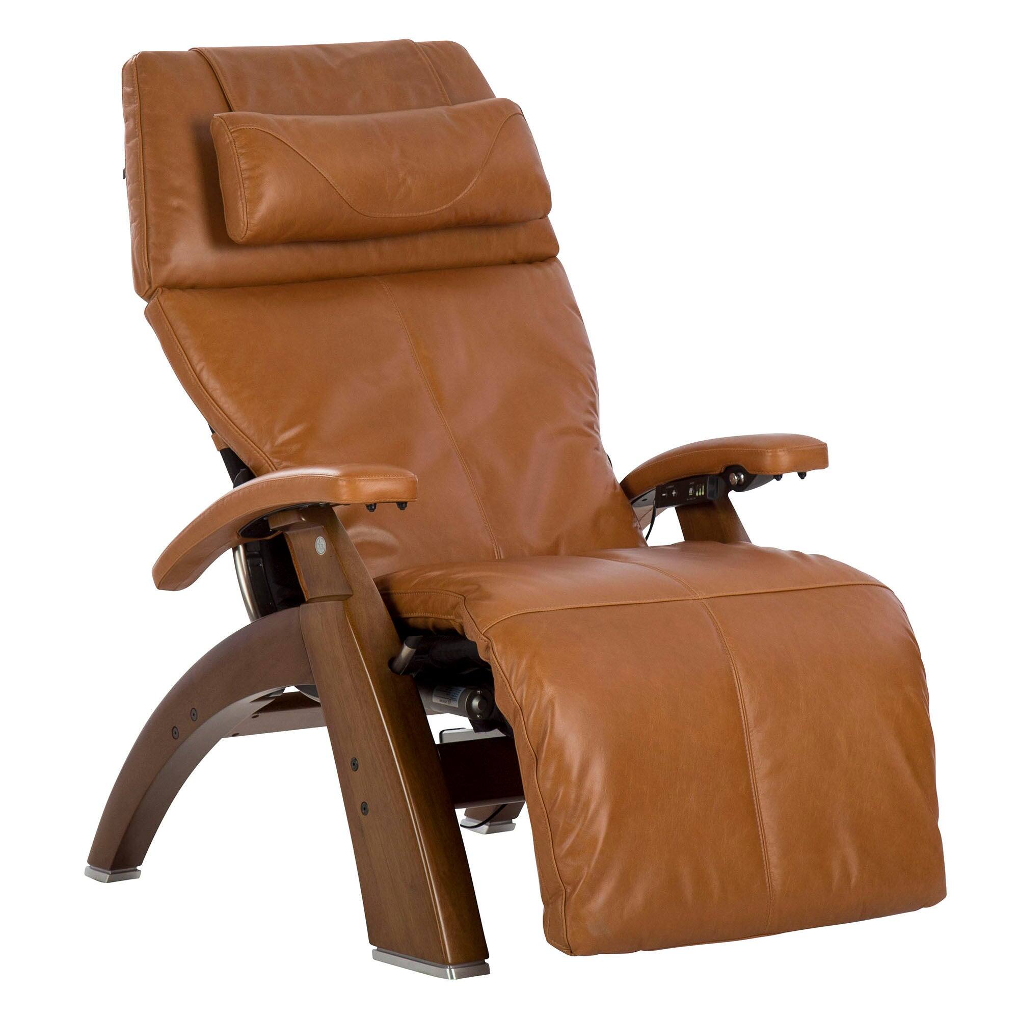 Front. Human Touch - Human Touch Perfect Chair PC-610 Omni-Motion Power Zero Gravity Recliner with Independent Back & Leg Adjustments - Walnut / Saddle Premium Leather / Supreme.