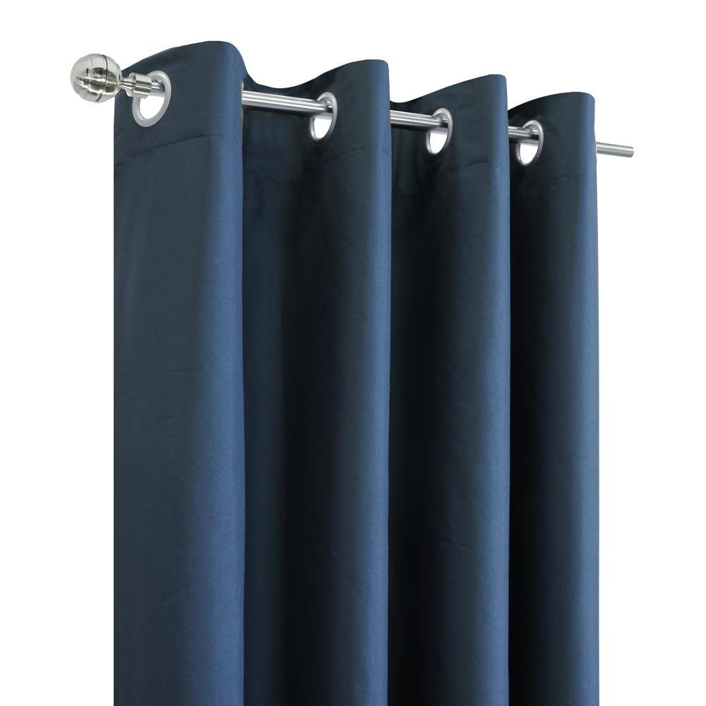 Left. Commonwealth Home Fashions - Thermaplus Alpine Blackout Premium Stylish and Functional Grommet Curtain Panel 52" x 108" Navy - Navy.