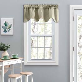 Ellis Curtain - Lisa Solid Color Poly Cotton Duck Fabric Lined Scallop Valance 58" x 15" - Mist