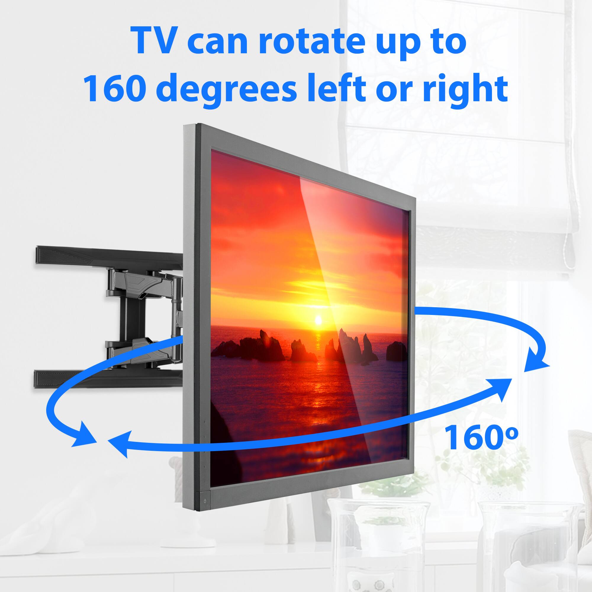 TV can rotate up to 160 degrees left or right