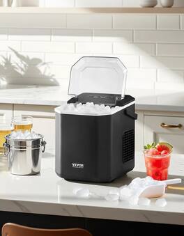 Forest'nSky - Portable Ice Maker - 26 lb/24H, 9 Cubes in 6 Mins, Self-Clean, 2-Size Bullet Ice with Scoop & Basket - Black