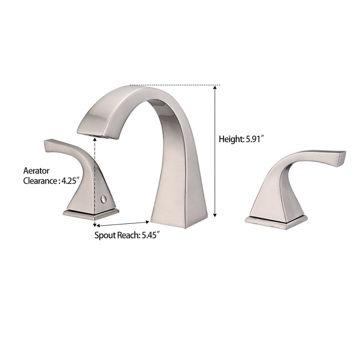 Height: 5.91"  
Aerator Clearance: 4.25"  
Spout Reach: 5.45"