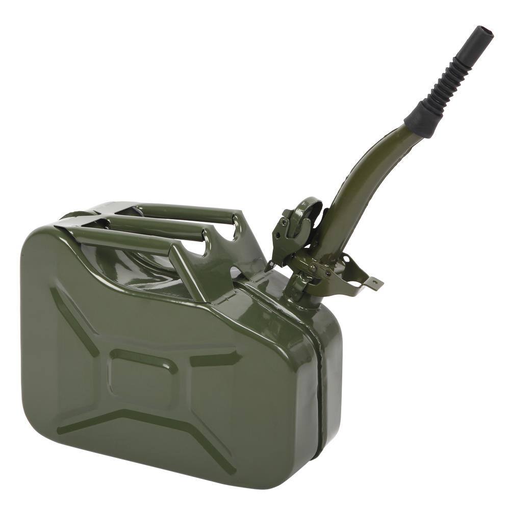 Front. Winado - Portable 2.6 Gallon Jerry Can 10L Steel Gasoline Gas Fuel Tank Backup Steel Tank for Car - Army Green.