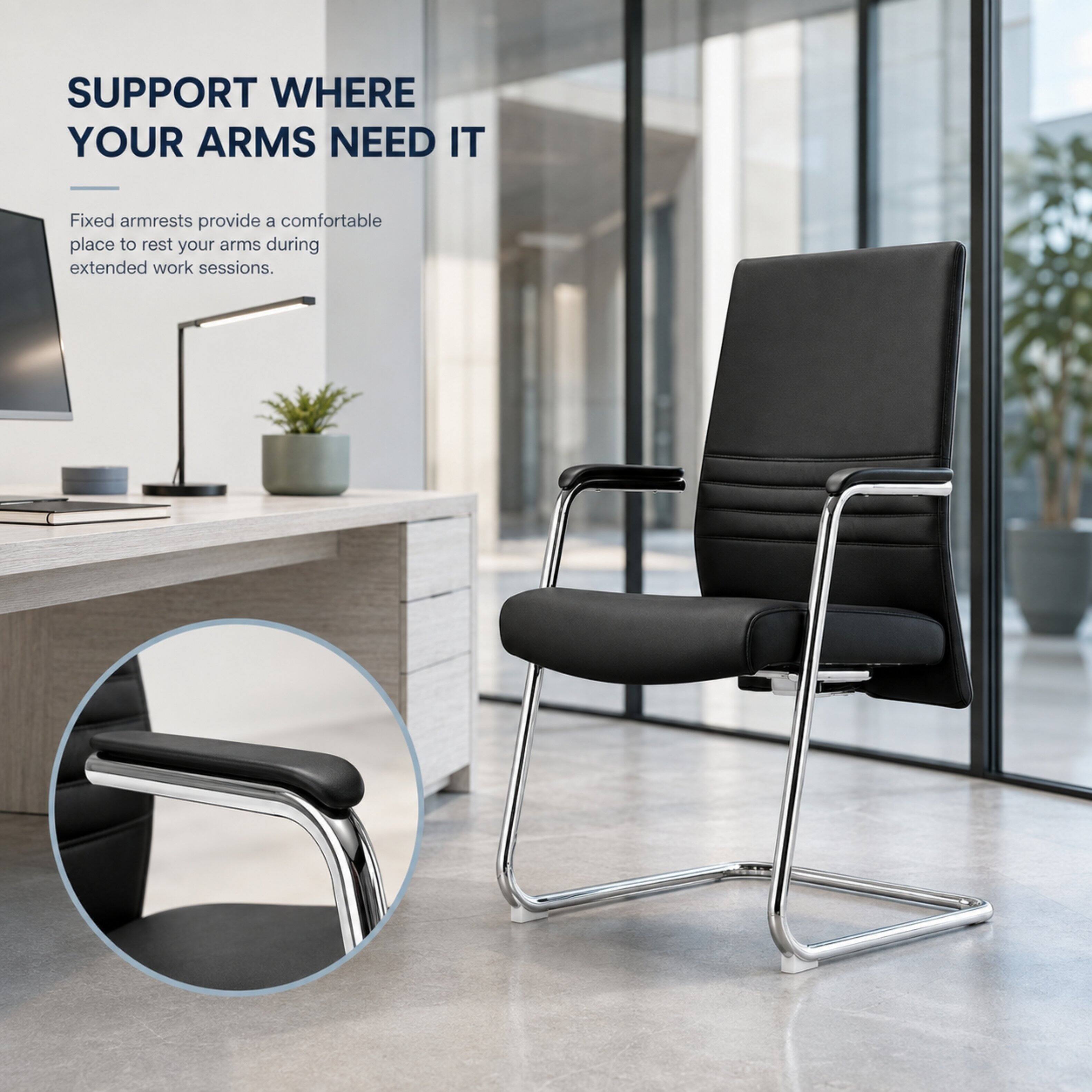 SUPPORT WHERE YOUR ARMS NEED IT

Fixed armrests provide a comfortable place to rest your arms during extended work sessions.
