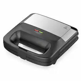 RYHNUYNE - 3 in 1 Electric Sandwich Maker, 800W, Removable Nonstick Plates, Compact Waffle Iron and Panini Press - Silver