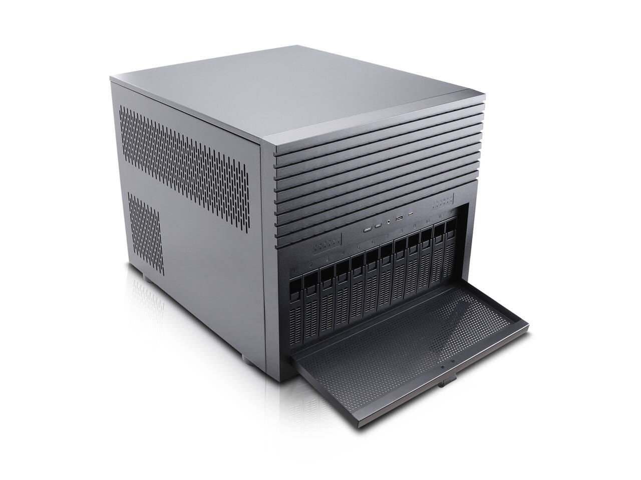 Alt View 3. Rosewill - Rosewill HEARTH NAS PRO MAX | 12x3.5" HDD, 6x2.5" SSD | E-ATX/EEB | 360mm AIO | USB 3.2 Type-C - Black.