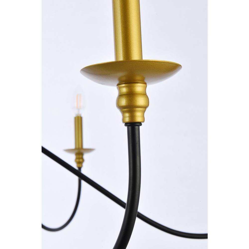 Alt View 1. Living District - Rohan 48 inch chandelier in matte black and brass - Brass And Black.