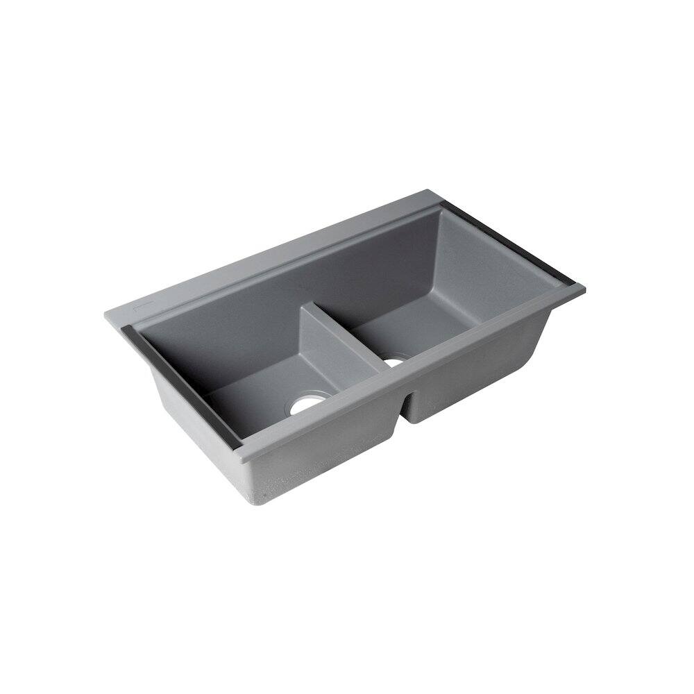 Alt View 6. Alfi - ALFI brand 33 Granite Composite Workstation Step Rim Double Bowl Undermount Sink - Grey.
