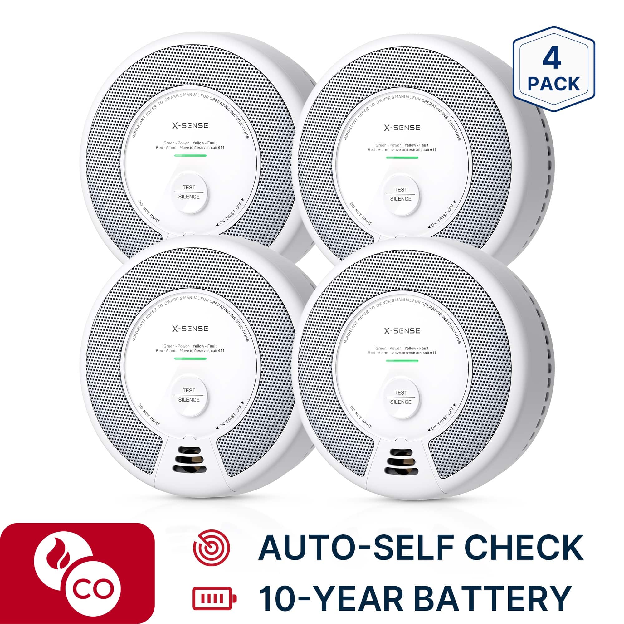 X-SENSE - 10-Year Battery Smoke and CO Alarm with Photoelectric Sensor and LED Light 4 Pack price history on PriceWatchPro