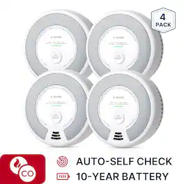 X-SENSE - 10-Year Battery Smoke and CO Alarm with Photoelectric Sensor and LED Light 4 Pack