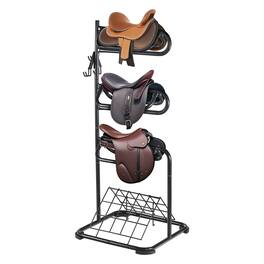 VEVOR - Freestanding Saddle Stand, 30 x 30 x 68.5 in, 3 Tiers Saddle Rack, Heavy Duty Saddle Blanket Holder - Black
