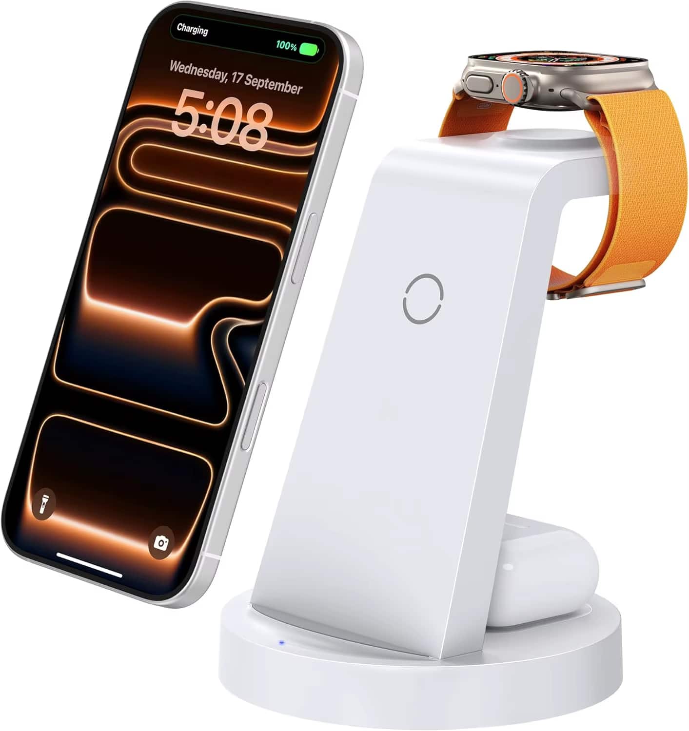 Luckbyte - 3-in-1 Wireless Charging Station for iPhone 17/16e/16/15/14/13 Pro/12/11/X Max & AirPods, Portable Desktop Dock