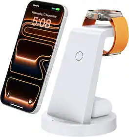 Luckbyte - 3-in-1 Wireless Charging Station for iPhone 17/16e/16/15/14/13 Pro/12/11/X Max & AirPods, Portable Desktop Dock