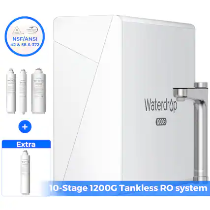 C Aa QLALITT - - - d NSF/ANSI 42 & 58 & 372 58 & 372 : WD-F2 - WOHSG - WDX12-F3 : | | + Waterdrop 1200G Extra : WD-2 baco 10-Stage 1200G Tankless RO system