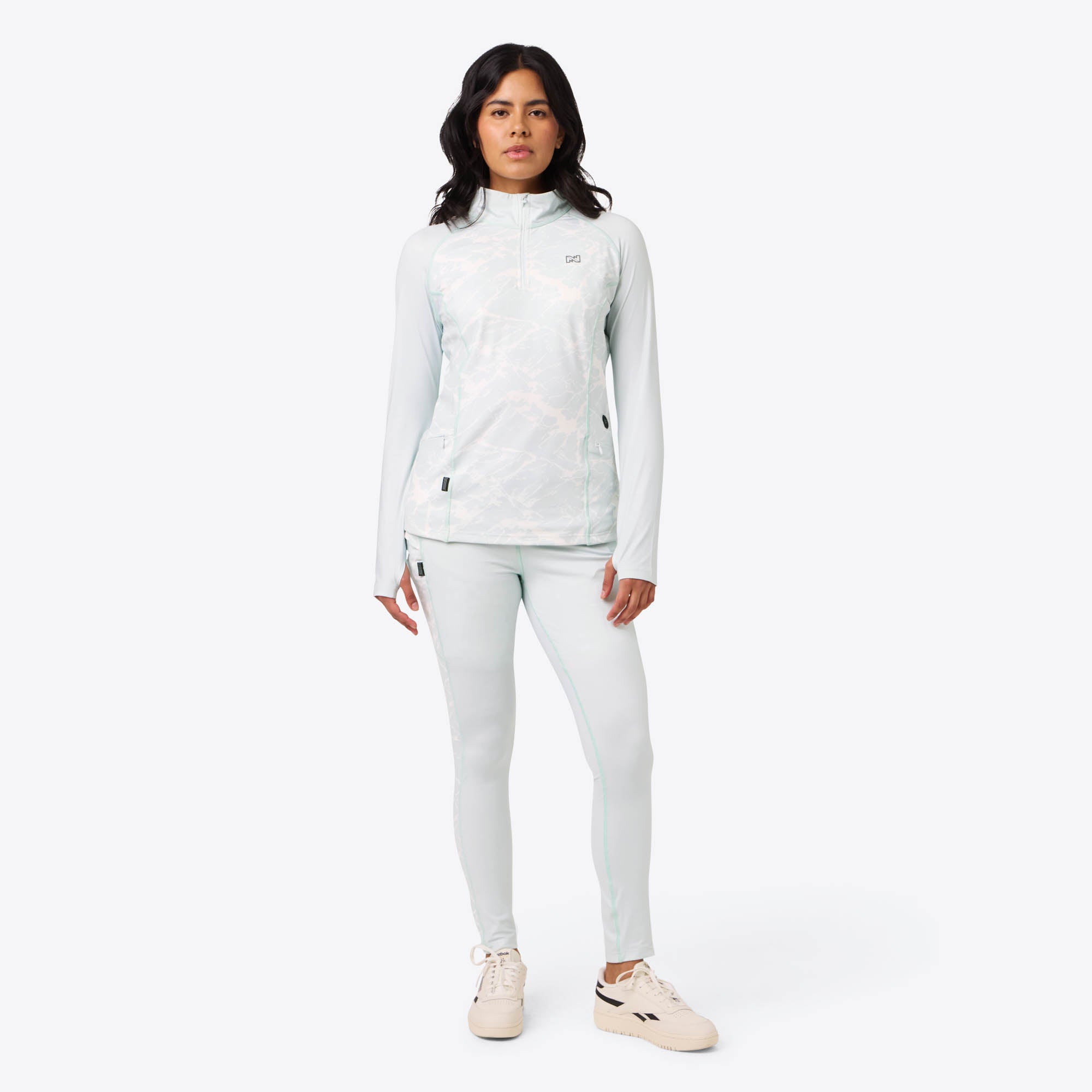 Alt View 2. Mobile Warming - App Controlled Women's Proton 2.0 Baselayer Heated Shirt - Ice Blue.