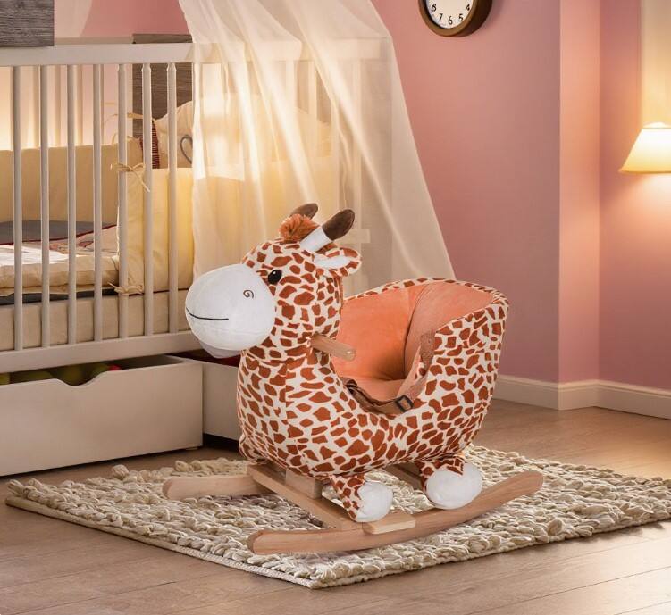 Front. Siljoy - Giraffe Plush Rocking Chair, Sound, Safety Belt, 88 lb Capacity, for Toddlers 18+ Months - Multi.