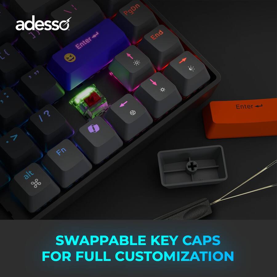 Pgdn Keyboared Key Adesso EasyTouch 1000 Wired/Wireless/Bluetooth QMK VIA Mechanical Mini ...