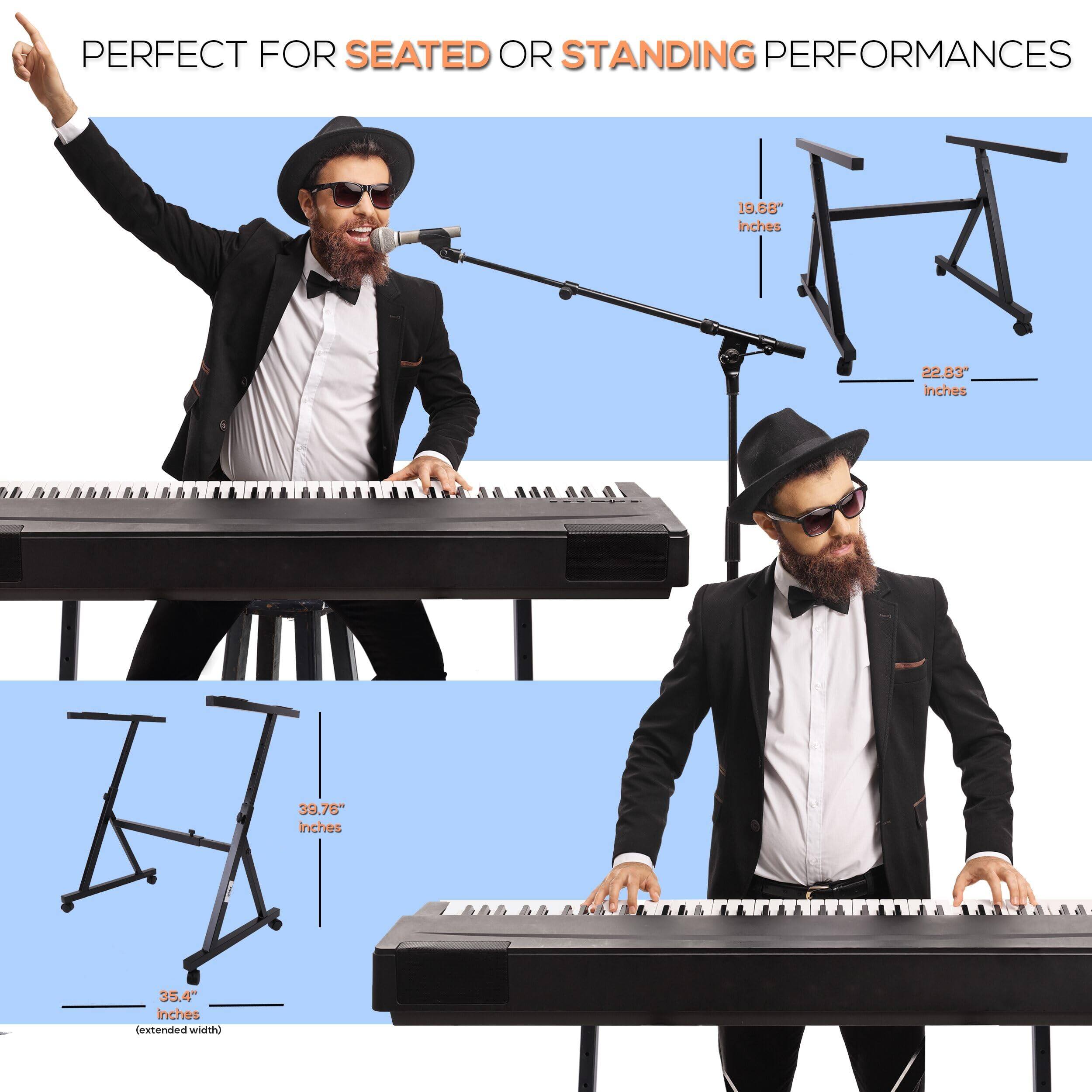 PERFECT FOR SEATED OR STANDING PERFORMANCES

19.68" inches  
22.83" inches  
39.76" inches  
35.4" inches (extended width)